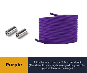 Lock Flat Elastic Shoelaces Types of Shoes Accessories Lazy Laces Safety Sneakers No Tie Shoelace Round Metal Suitable for All - 3221015 Purple / United States / 100cm Find Epic Store