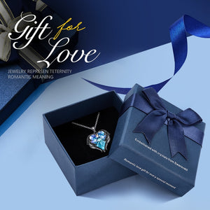 Crystal Necklace New Design Sparkling Heart Blue Stone Pendant Necklace for Women Angel Wing Original Jewelry - 200000162 Purple Black in box / United States / 40cm Find Epic Store
