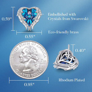 Fashion Brand Earrings Embellished with Blue Crystal Heart Earrings - 200000171 Find Epic Store