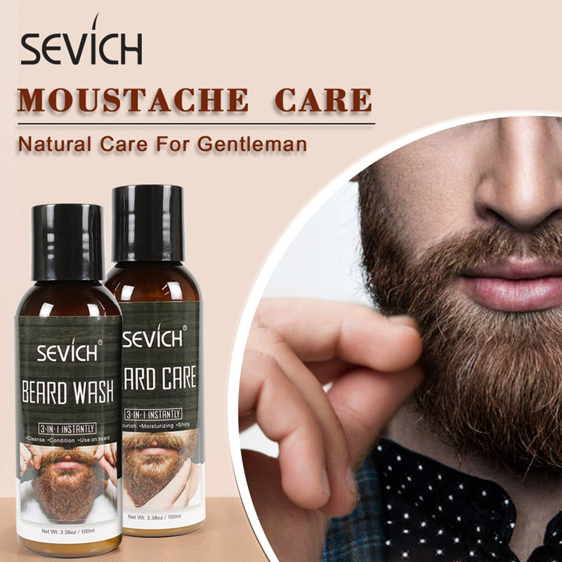 Sevich Men Beard Care Kit 100ml Nourishing Beard Wash Shampoo Natural Smoothing Moustache Care Conditioner Beard Styling - 200001174 Find Epic Store