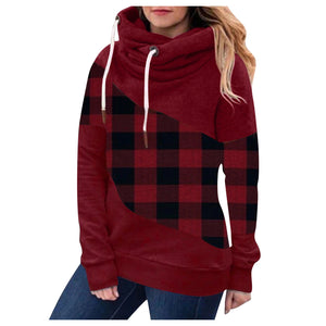 Women Red Black Grid Pullover Hoodie - 200000348 Red / S / United States Find Epic Store