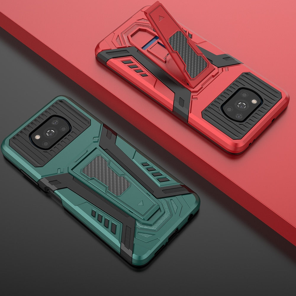 Red Color Case - Shockproof Armor Ring Holder Phone Case for XiaoMi Redmi Note 10 Pro 10s 9T 10T Pro Lite Poco X3 Pro Lens Protection Ring Stand - 380230 Find Epic Store