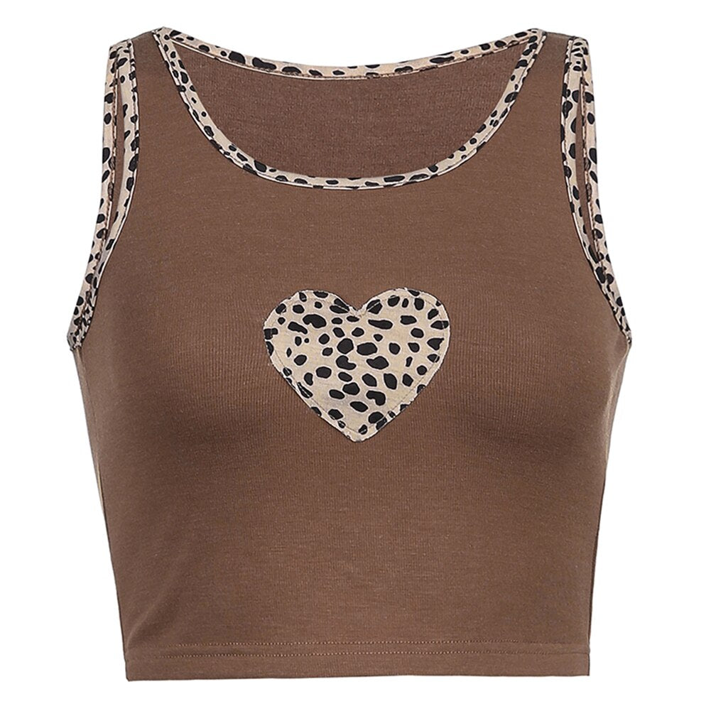 Leopard Heart Print Tank Top - 200000790 Brown / M / United States Find Epic Store