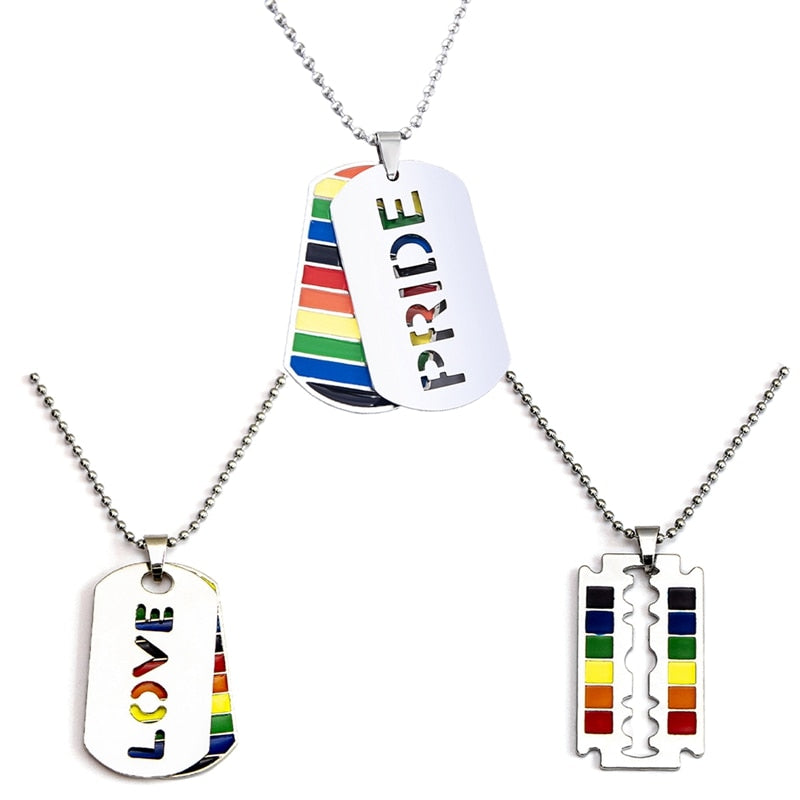 Rainbow Safety Razor Blade Pendant Necklace Rainbow Creativity Hip Hop Lgbt Lesbian Gay Pride Necklaces Jewelry - 200000162 Find Epic Store