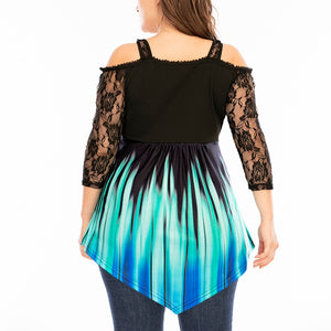 6XL Plus Size Off Shoulder Lace Long Sleeve Black Blouse - 200000346 Find Epic Store