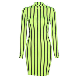Women Long Sleeve Neon Color Fashion Dress - 200000347 green 1 / S / United States Find Epic Store