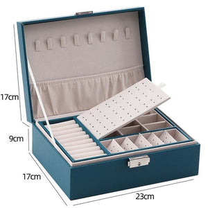 2021 Newly Jewelry Storage Box Large Capacity Portable Lock With Mirror Jewelry Storage Earrings Necklace Ring Jewelry Display - 200001479 United States / Blue Find Epic Store