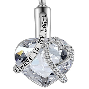 Always in my heart Locket screw Heart cremation memorial ashes urn birthstone necklace jewelry keepsake pendant - 200000162 Clear Find Epic Store