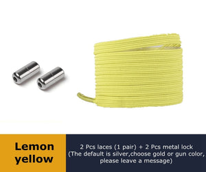 Lock Flat Elastic Shoelaces Types of Shoes Accessories Lazy Laces Safety Sneakers No Tie Shoelace Round Metal Suitable for All - 3221015 Lemon yellow / United States / 100cm Find Epic Store