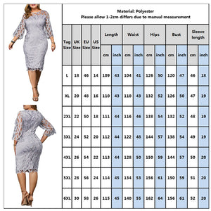 6XL Elegant Plus Size Transparent Seven Sleeve Dress - 200000347 Find Epic Store