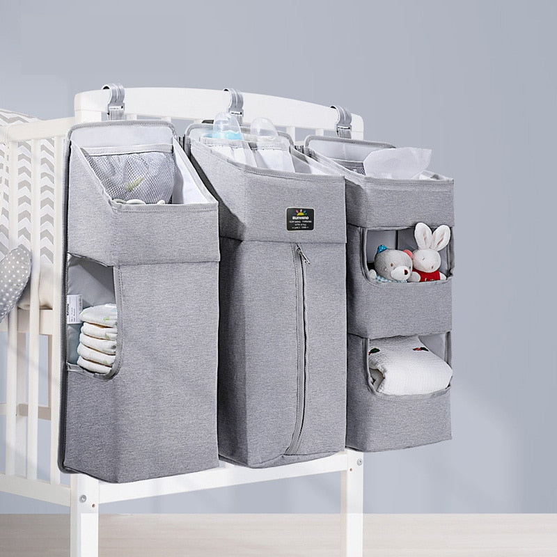 Crib Organizer for Baby Crib Hanging Storage Bag Baby Clothing Caddy Organizer for Essentials Bedding Diaper Nappy Bag - 200002032 Grey L / United States Find Epic Store