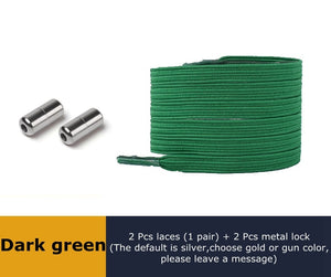 Lock Flat Elastic Shoelaces Types of Shoes Accessories Lazy Laces Safety Sneakers No Tie Shoelace Round Metal Suitable for All - 3221015 Dark green / United States / 100cm Find Epic Store