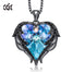Women Silver Color Necklace Embellished with Crystals Necklace Angel Wings Heart Pendant Valentines Gift - 200000162 Purple Black / United States / 40cm Find Epic Store