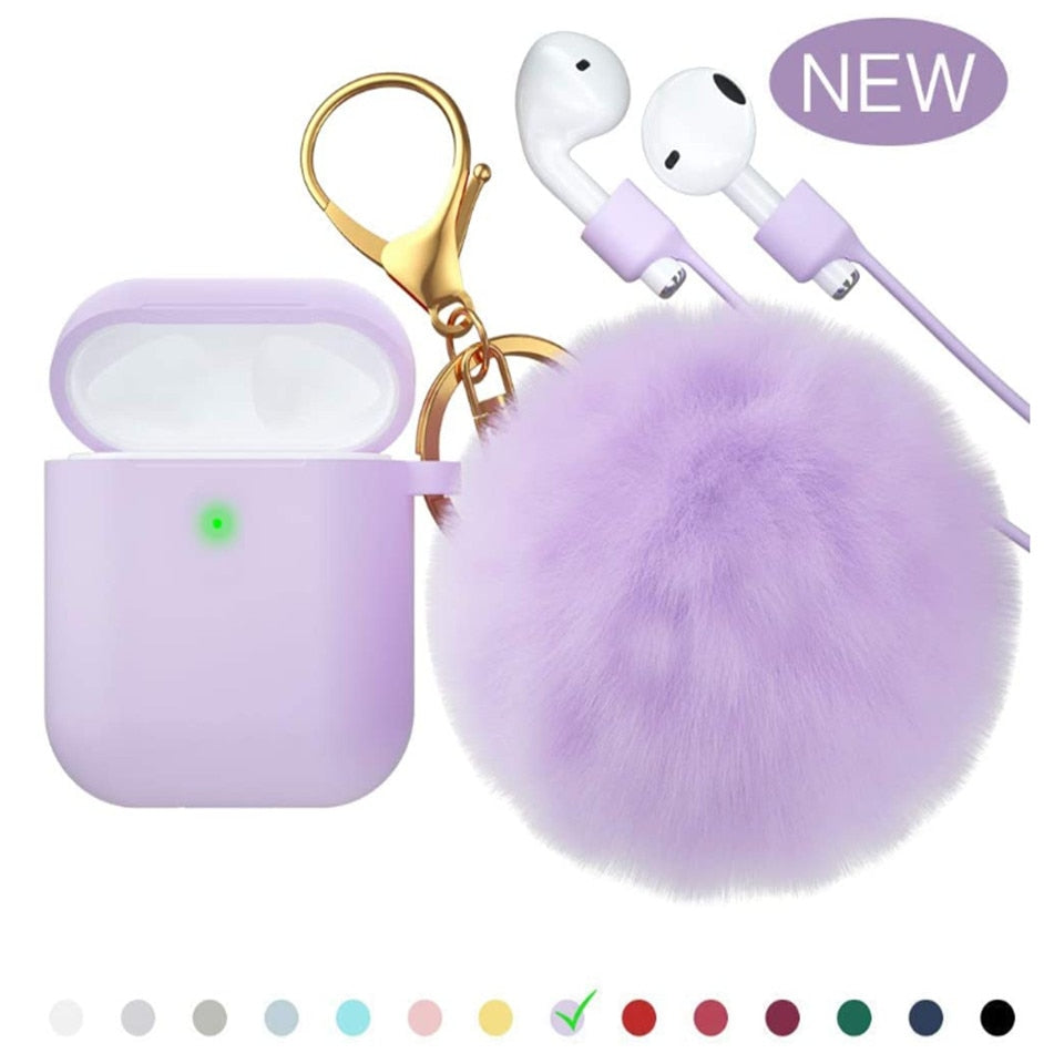 Soft Case for Airpods 2 aipods Cute girl Silicone protector airpods 2 Air pods Cover earpods Accessories Keychain Airpods 2 case - 200001619 United States / 1-2 purple Find Epic Store