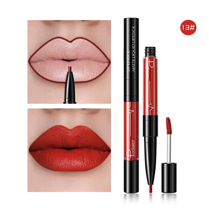 20 Color Matte Lipstick Lip Liner 2 In 1 Brand Makeup Lipstick - 200001142 P1245 13 / United States Find Epic Store