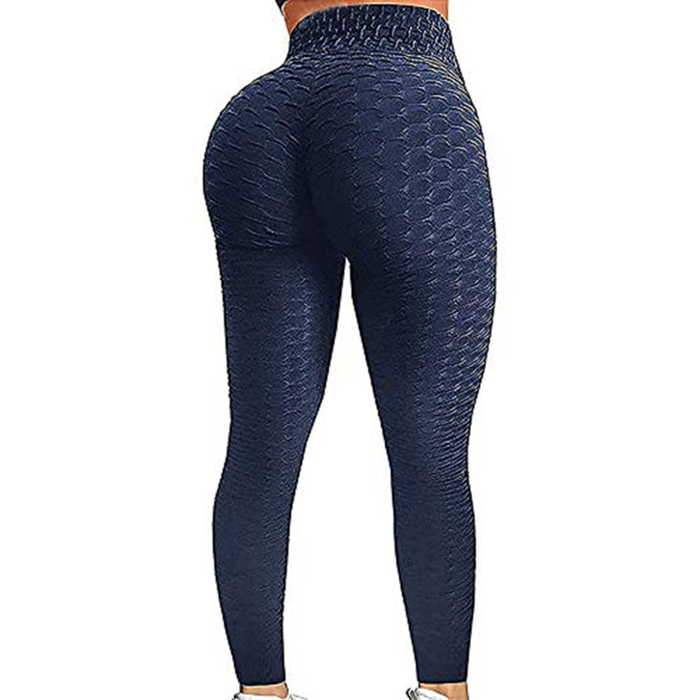 Women Ruched Butt Lift Leggings High Waist Yoga Pants Textured Scrunch Booty Workout Tights Running Fitness Leggings - 200000614 Navy blue / S / United States Find Epic Store