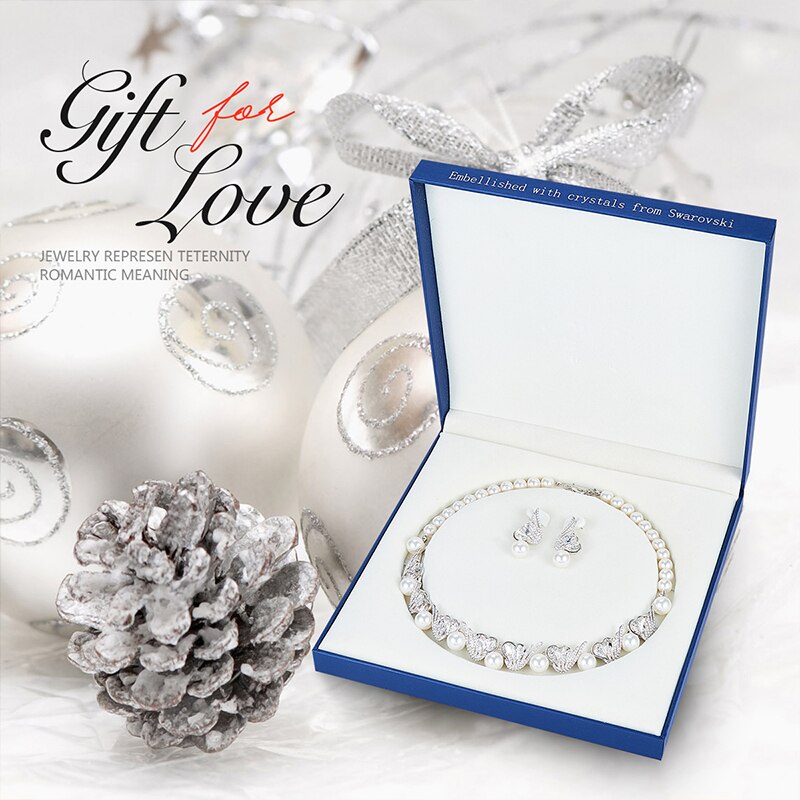 Wedding Jewelry Set with Heart Crystals and Pearls - 100007324 Find Epic Store