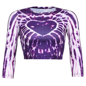 Heart Tie Dye Pattern T Shirt Crop Top - 200000791 Purple / M / United States Find Epic Store