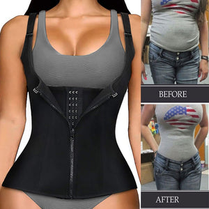 Women Waist Trainer Corset Zipper Vest Body Shaper Cincher Shapewear Slimming Belt Sports Girdle Neoprene Sauna Tank Top - 0 Find Epic Store