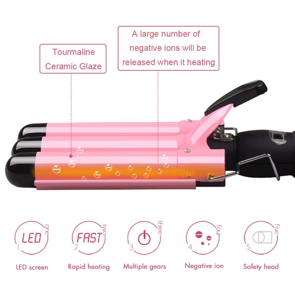 Automatic 3 Barrels Hair Curling Iron Tong Perm Splint Ceramic Hair Curler Waver Curlers Rollers Styling Tools Hair Styler Wand - 200001210 Find Epic Store