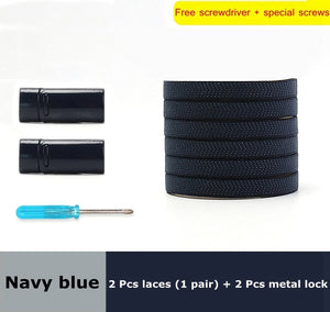 Highly Elastic Shoe Laces Flat Lock Color Shoe Accessories No Tie Shoelaces Magnetic Metal Suitable for All Shoes Lazy Shoelace - 3221015 Navy blue / United States / 100cm Find Epic Store