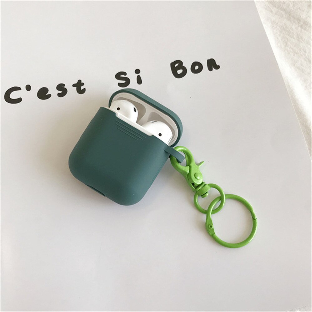 Silicone for Airpods Cases Cover Luxury Cute Airpods2 Earphone Protector Air Pods Accessories with Keychain for Airpods 2 1 Case - 200001619 United States / Green Find Epic Store