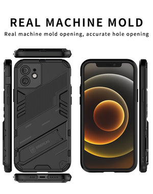 Black Color Case - Shockproof Phone Case For iPhone 6/6s/7/7 Plus/8/8 Plus/X/XR/XS/XS Max/11/11 Pro/11 Pro Max/12/12 Pro/12 Max/12 Mini With Phone Stand Cover - 380230 Find Epic Store