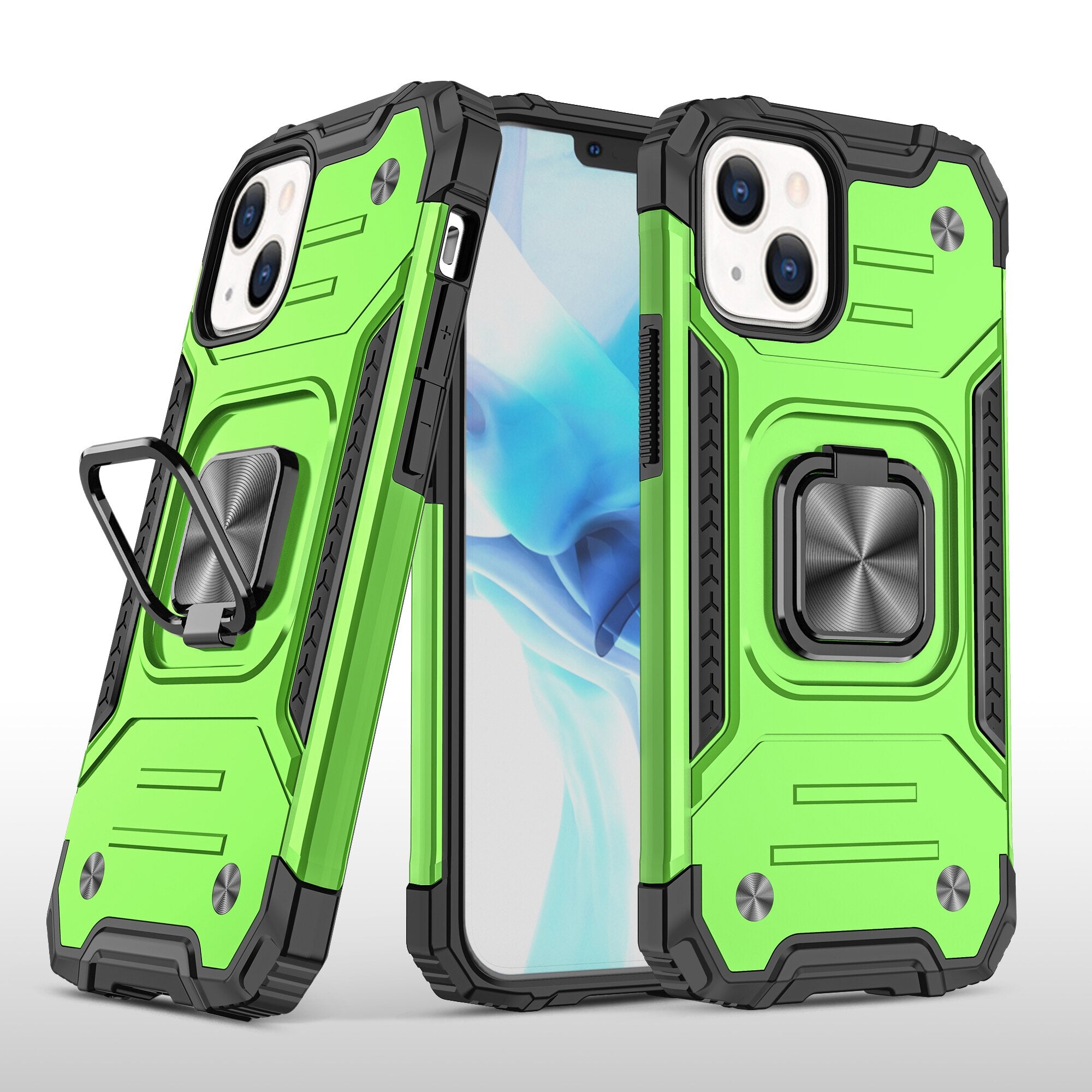 Design for iPhone 13 & iPhone 13 Pro Max Case, Military Grade Protective Phone Case Cover with Enhanced Metal Ring Kickstand - 380230 for iPhone 13 / Light Green / United States Find Epic Store