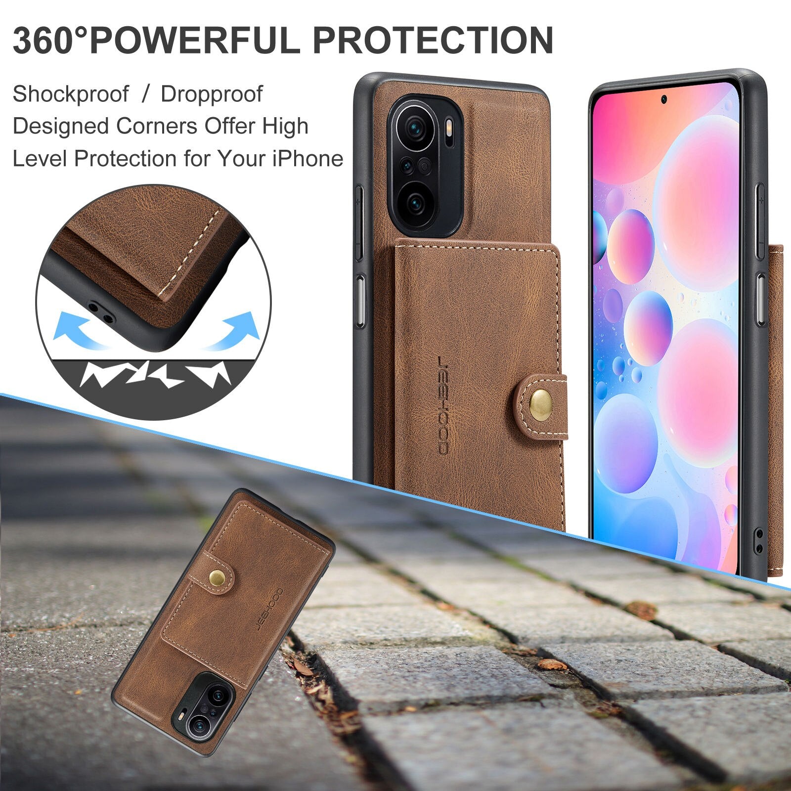 XiaoMi Poco F3/RedMi K40/RedMi K40 Pro - Leather Case with Magnetic Wallet Leather Small Wallet in Kickstand Card Holder Designed Cover - 380230 Find Epic Store