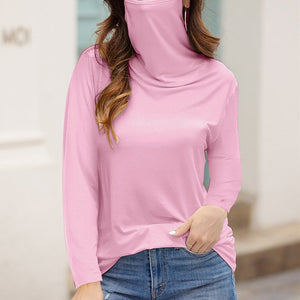 Loose Turtleneck Long Sleeve Solid Face Mask Tops - 200000791 Pink / S / United States Find Epic Store