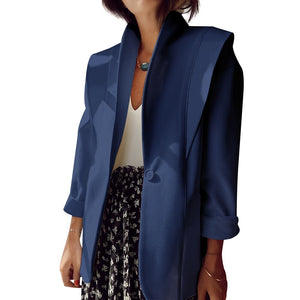 Solid Blazer Single Button Jacket - 201238811 S / United States / Blue Find Epic Store