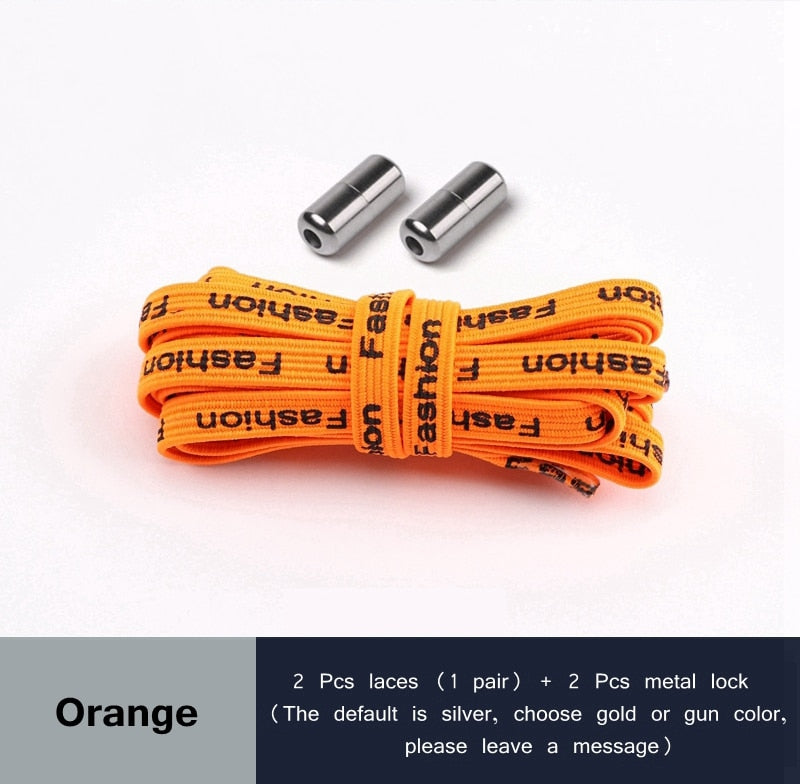 24 Colors Elastic Shoelaces Capsule Metal Suitable for All Universal Lazy Lace Man and Woman Shoes Sneakers No Tie Shoelace - 3221015 Orange / United States / 100cm Find Epic Store