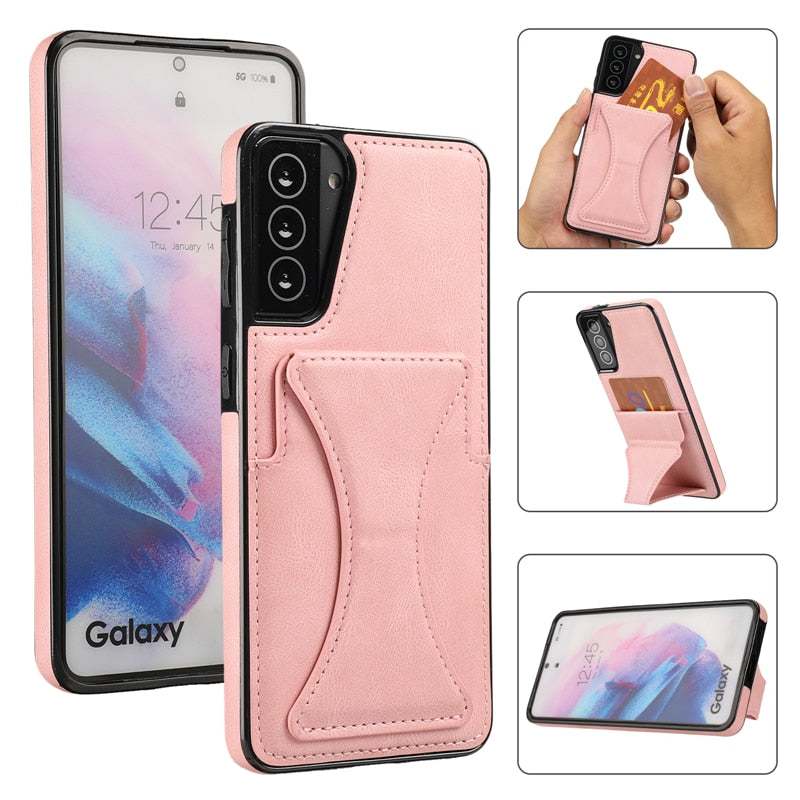 Samsung Galaxy A72/A52/A71/A51/A42/A32/A12/A21S/A30S/A50S/A20 Case - Slim Fit Leather Card Slots with Stand Cover - 380230 for Galaxy A50 / Pink / United States Find Epic Store