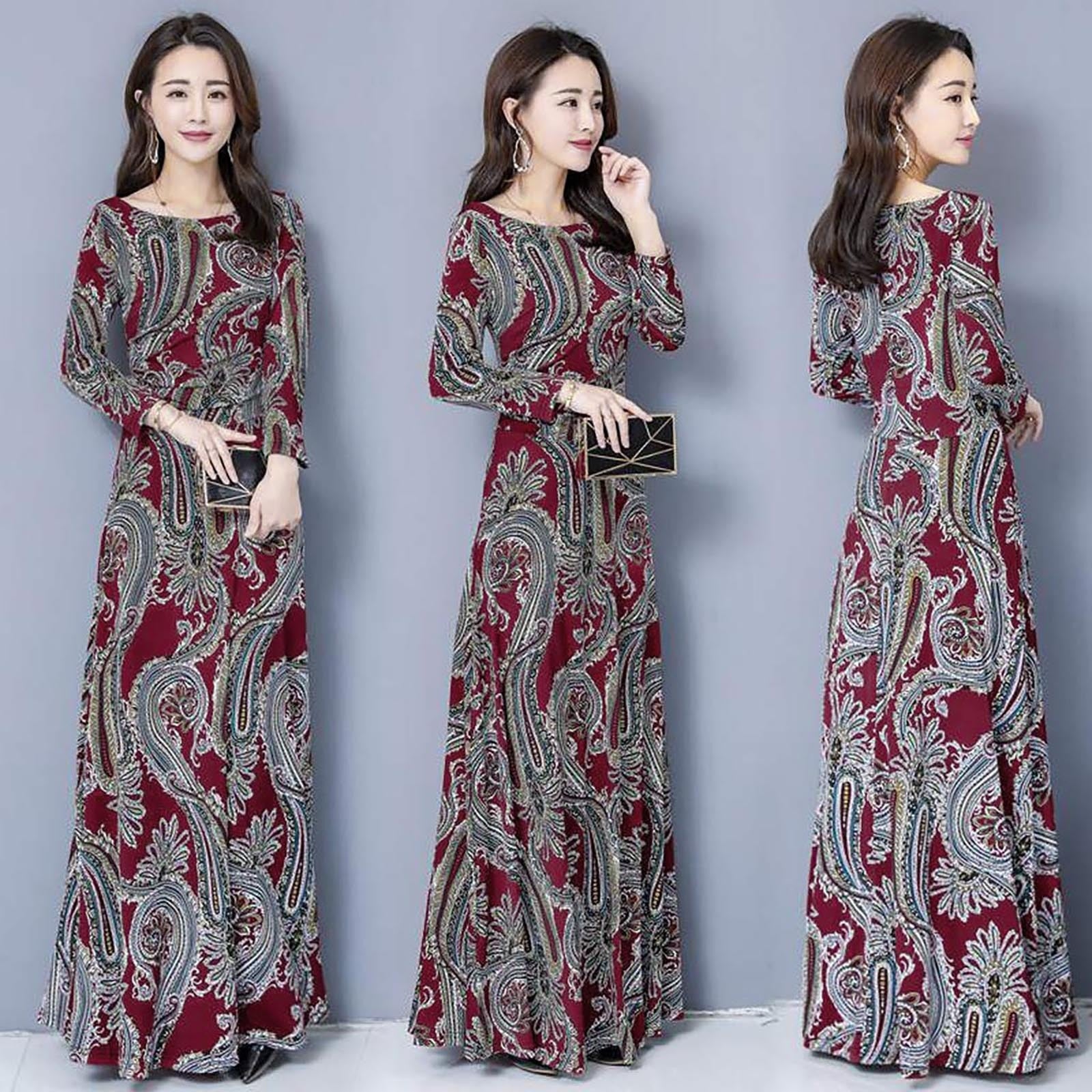 Casual O-neck Long Sleeve Dress - 200000347 Find Epic Store