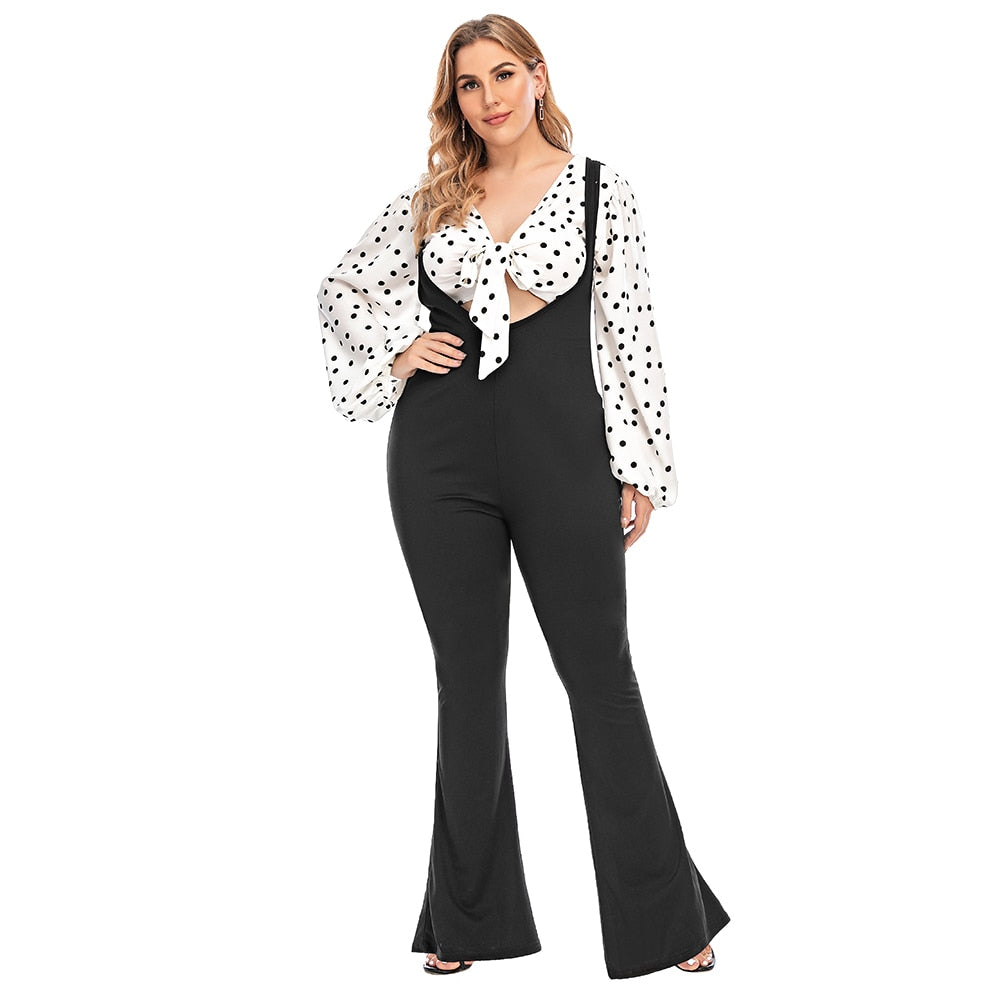 Puff Sleeve Crop Tops Bib Pants Two Piece Set - 201530602 Find Epic Store