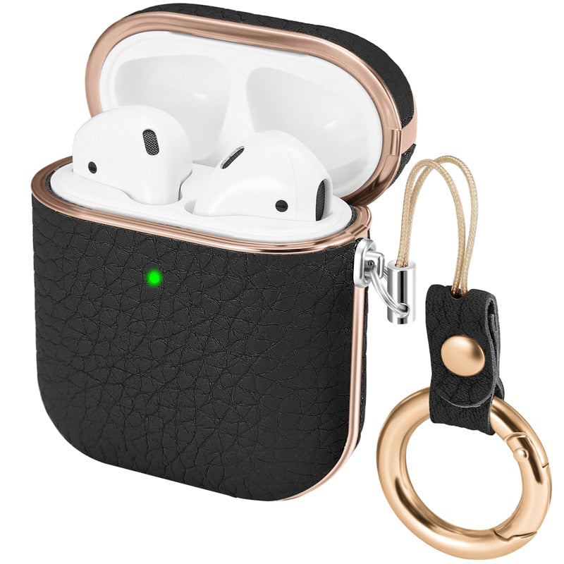 For AirPods 1/2 Apple AirPod Earphone Cases Business Accessories Cute luxury leather Protector Cover lychee for AirPods 2 1 Case - 200001619 United States / black Find Epic Store