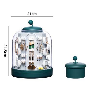 360 Rotating Jewelry Organizer Cosmetic Storage Box Earring Necklace Display Transparent Makeup Desktop Organizer For Woman - 200001479 United States / D-Green Find Epic Store