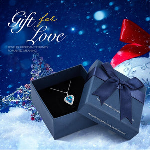 925 Sterling Silver Jewelry Fashion Four Colors Crystal Heart Angel Wing Pendant - 200001699 Blue in box / United States / 40cm Find Epic Store