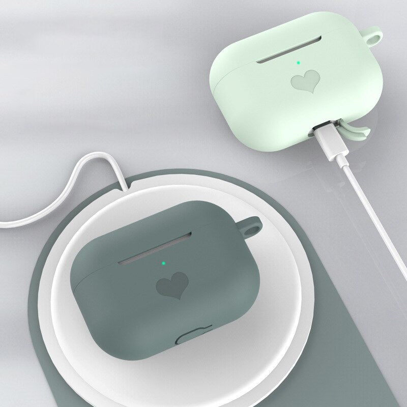 Suitable for AirPods Pro Apple protector shell love pattern solid color buckle anti-drop Bluetooth silicone for airpods Pro Case - 200001619 Find Epic Store