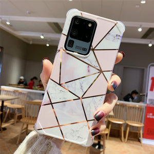 Samsung Galaxy S10/S10 Plus/A10/A20/A50/A50S/A30/Note 10/Note 10 Plus/S20/S20 Plus/S20 FE/S20 Ultra/A51/A71/Note 20/Note 20 Ultra - Marble Plating Geometric Case Soft Glossy Silicone Cover Ultra Slim Shell - 380230 for Galaxy S10 / P1 / United States Find Epic Store
