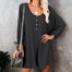 Knitted Button Long Sleeve O neck Solid Dress - Find Epic Store