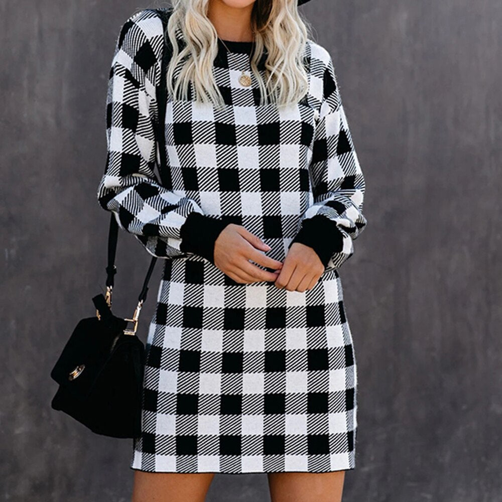 Plaid Long Sleeve Dress - 200000347 Find Epic Store