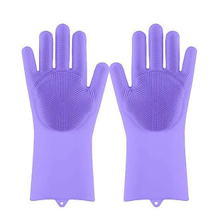 Magic Silicone Multi Purpose Washing 1Pair Gloves - Lightpurple / China Find Epic Store