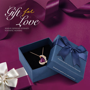 Women Gold Necklace Pendant Embellished with Crystals Pink Heart Necklace Angel Wing Jewelry Mom Gift - 100007321 Purple Gold in box / United States Find Epic Store