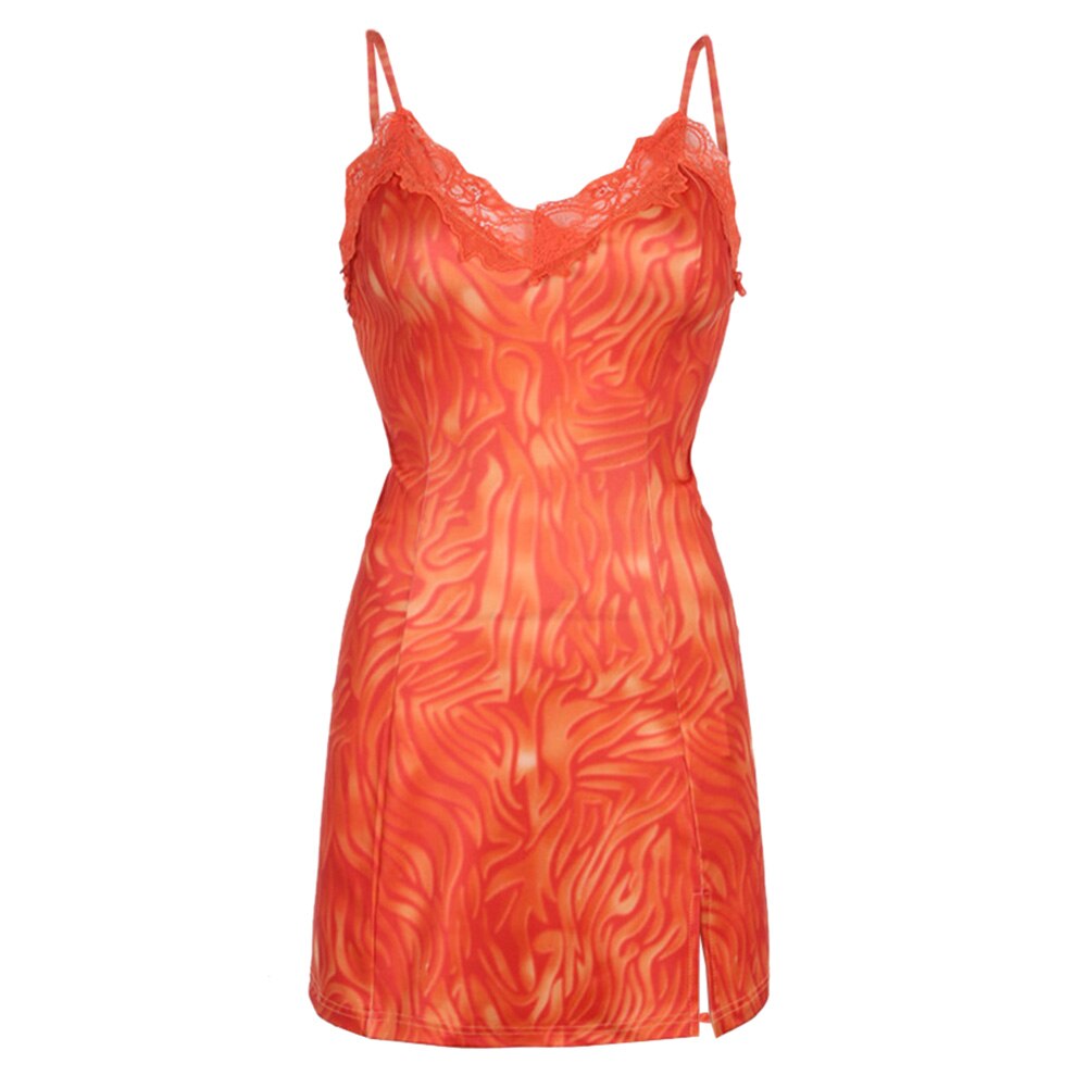 Patchwork Lace Edge Y2k Dress - 200000347 Orange / L / United States Find Epic Store