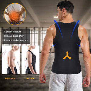 Sauna Waist Trainer Vest for Men Weight Loss Sweat Vest Double Tummy Control Trimmer Belts Neoprene Workout Upper Body Shaper - 0 Find Epic Store