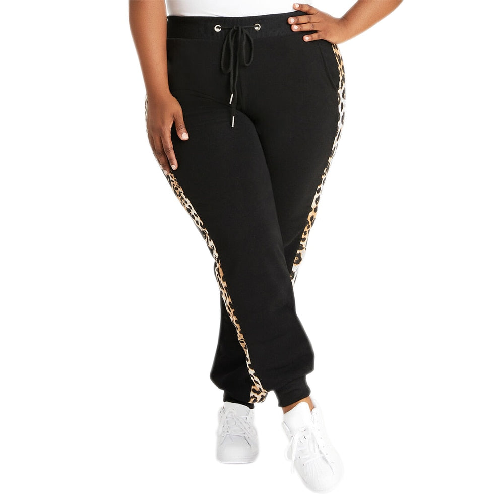 5XL Plus Size Leopard Print Elastic Drawstring Trousers - 200000366 Find Epic Store