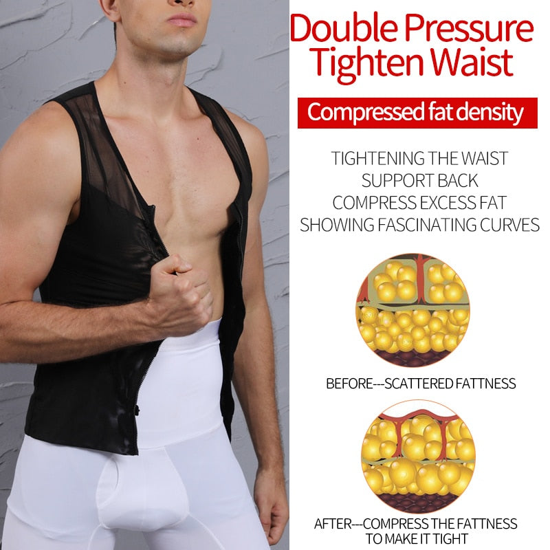 Mens Body Shaper Abdomen Slimming Shapewear Belly Shaping Gynecomastia Compression Shirts WIth Zipper Waist Trainer Corset Top - 200001873 Find Epic Store