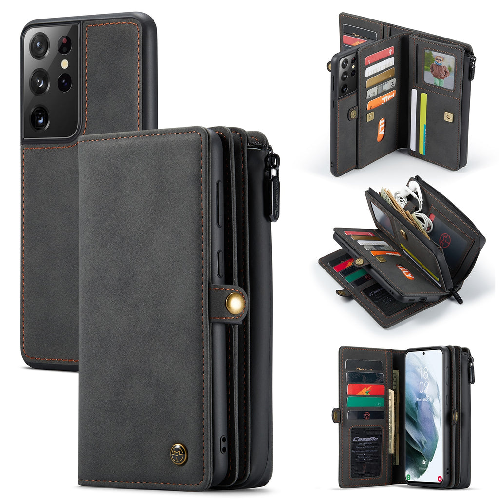 Detachable Wallet Case for Samsung Galaxy S21 Ultra S21+ 5G Leather Case Luxury Magnetic Card Holder Retro Cover for S21 5G - 380230 Find Epic Store