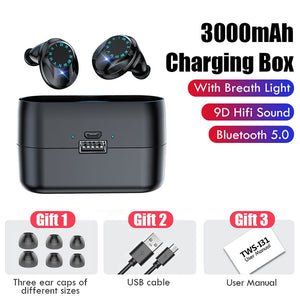 9D Hifi Stereo TWS Earphones Bluetooth 5.0 Wireless Earbuds with Breathing Light & Charging Box Touch Control Waterproof Earbuds - 63705 Find Epic Store